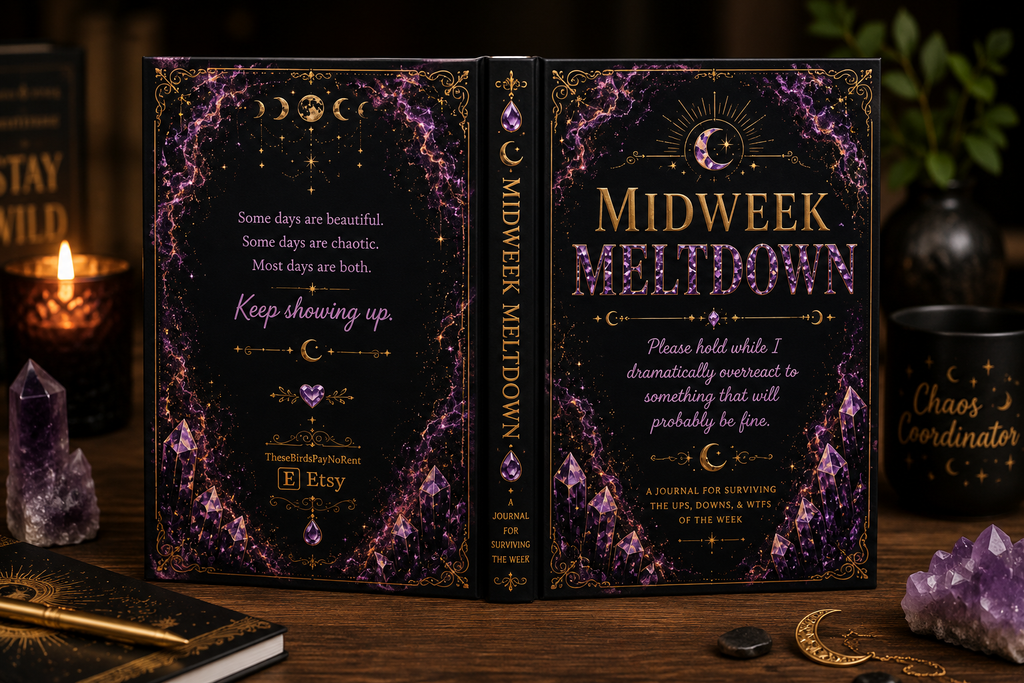 Midweek Meltdown Hardcover Journal | Matte celestial moon notebook