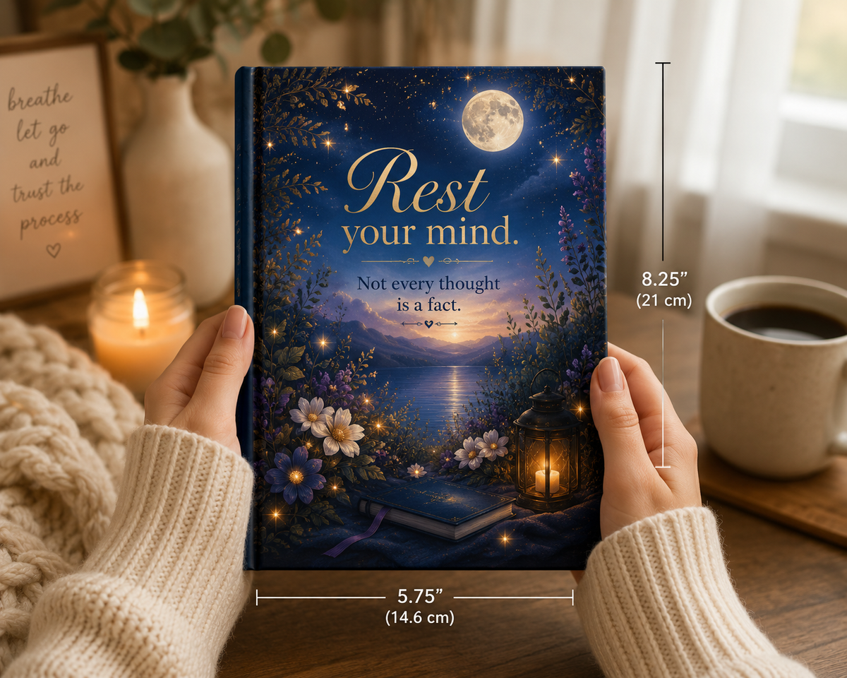 Rest Your Mind hardcover journal | inspirational moonlit floral notebook