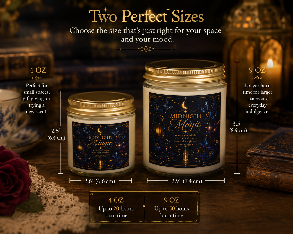 Midnight Magic Coconut Apricot Candle | 4oz 9oz Soy-Blend Jar