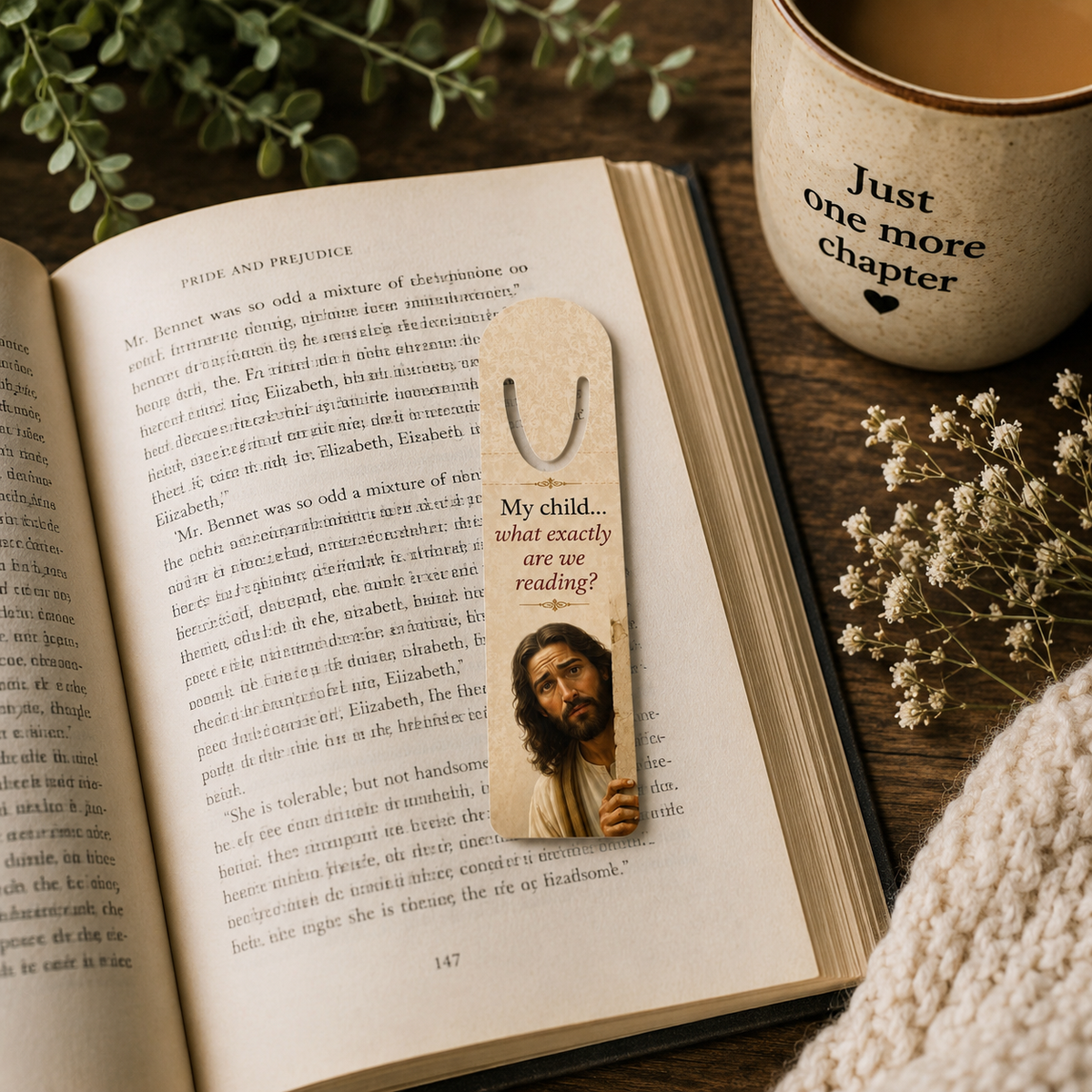 Jesus Peeking, My Child What Exactly Are We Reading? Bookmark | Religious Reading Humor