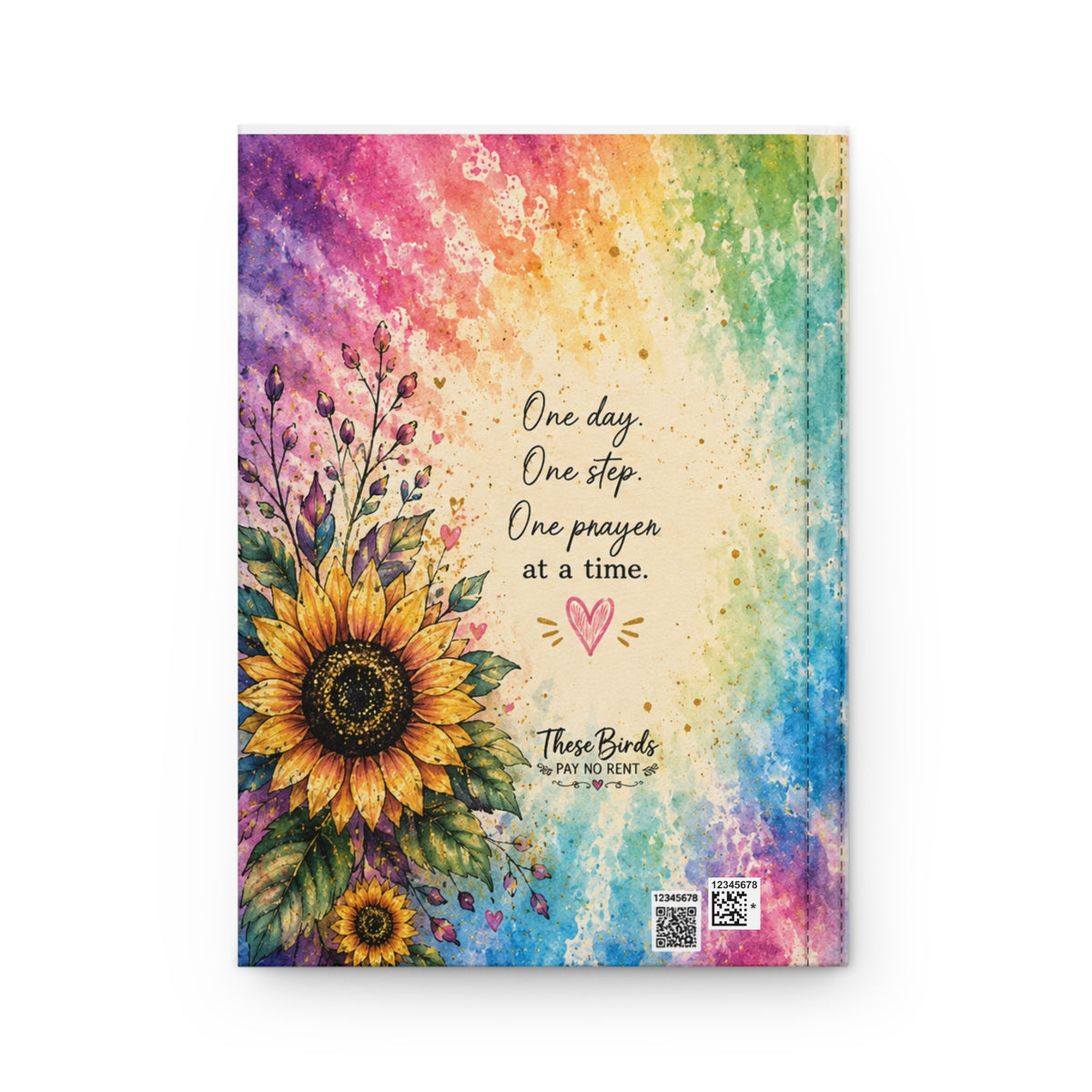 Therefore Do Not Worry Journal | Sunflower Rainbow Inspirational Hardcover