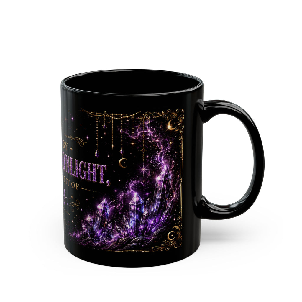 Fueled by Coffee, Moonlight and a Little Bit of Chaos Mug | Black Ceramic Mug