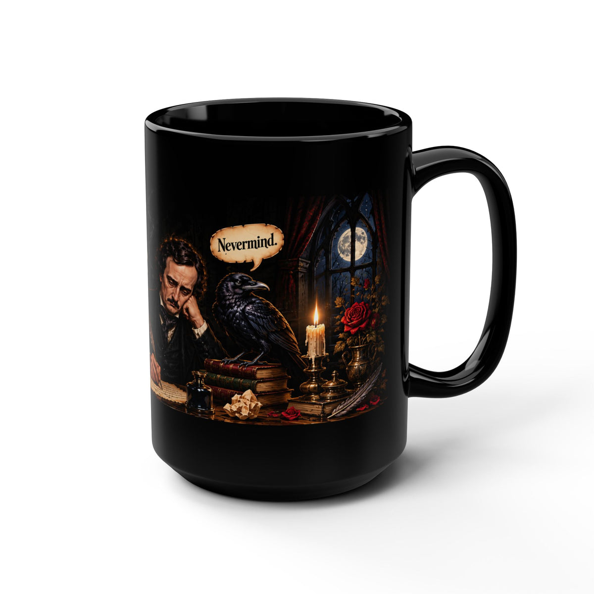 The Passive Aggressive Raven mug | Black 15oz ceramic