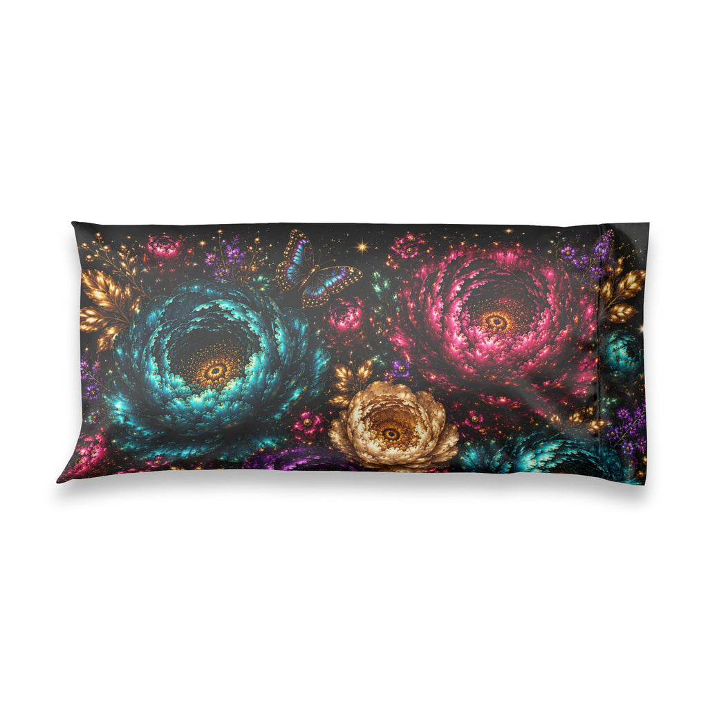 Galactic Floral Spiral Satin Pillowcase | Cosmic Rose Nightprint