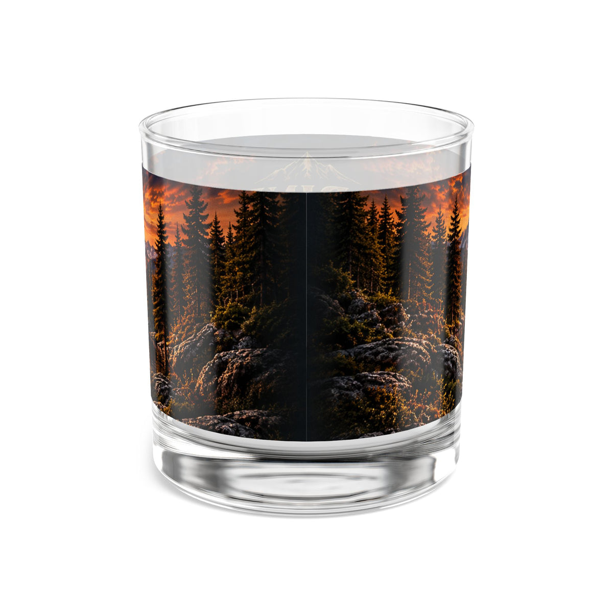 Drink With A Joyful Heart rocks glass | 10oz whiskey tumbler, mountain sunset lake design