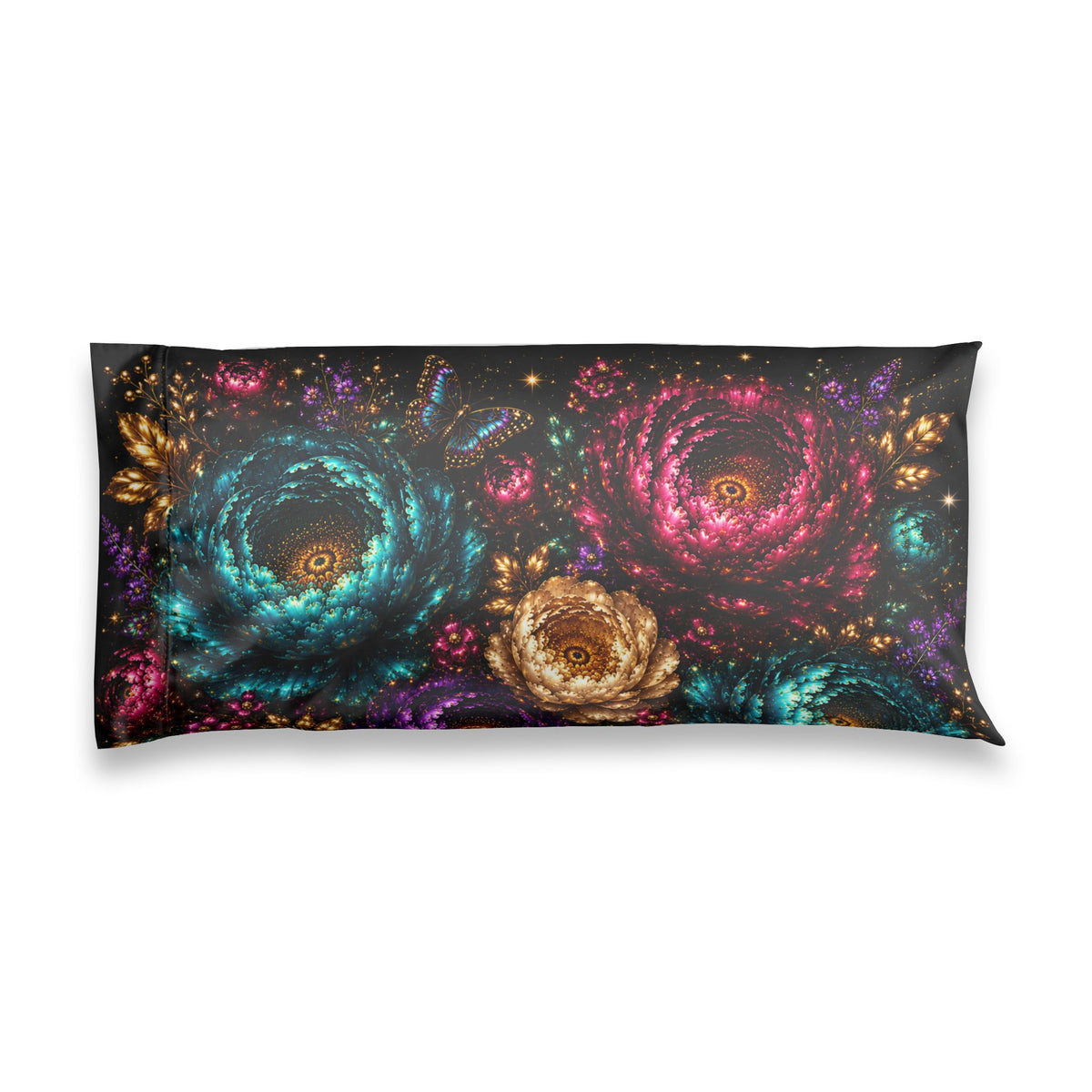 Galactic Floral Spiral Satin Pillowcase | Cosmic Rose Nightprint