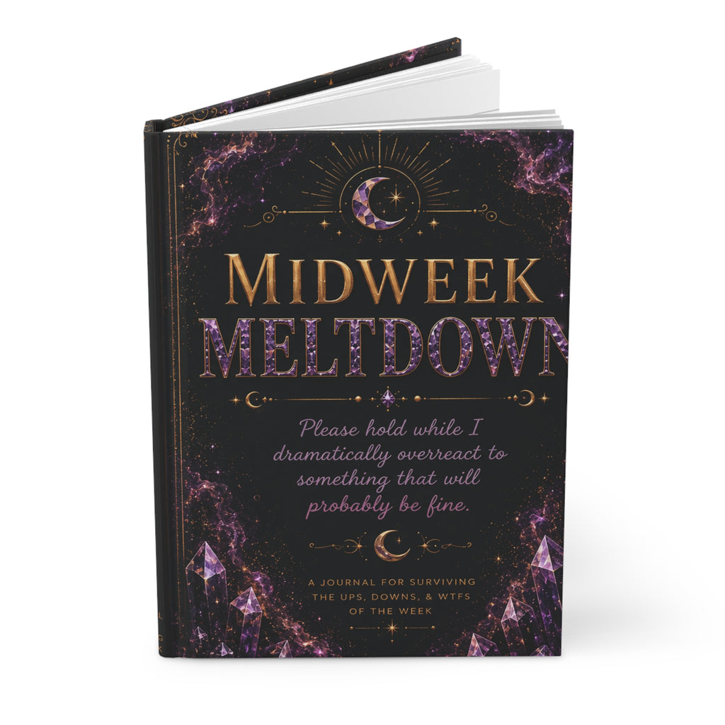 Midweek Meltdown Hardcover Journal | Matte celestial moon notebook