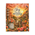 Joy Comes in the Morning Velveteen Plush Blanket | Psalm 30:5 Floral Cottage Scene