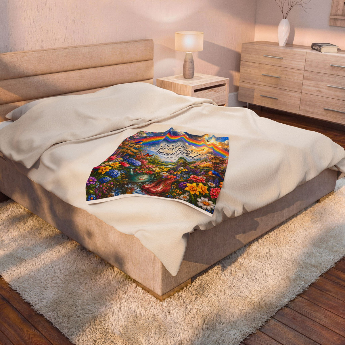 He Has Made Everything Beautiful blanket | Inspirational Bible Verse Velveteen Plush Blanket
