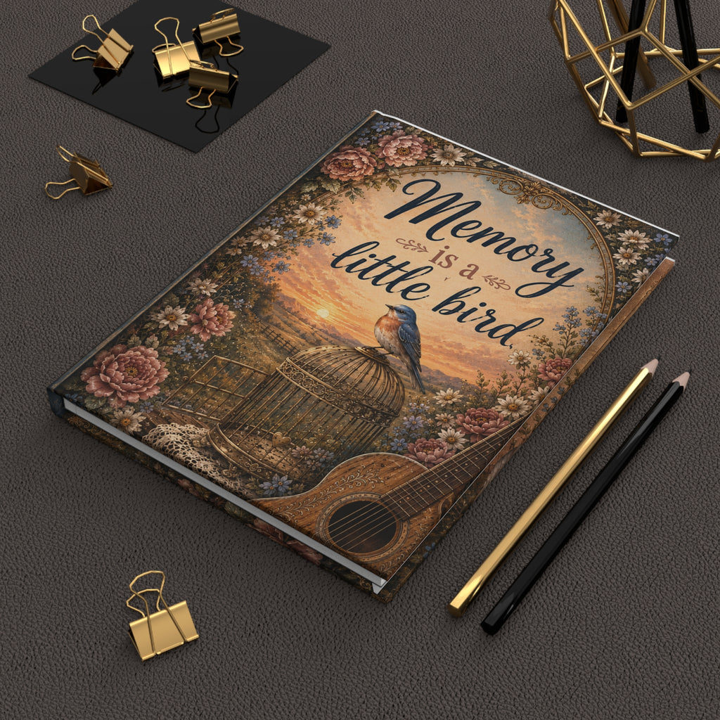 Dolly Inspired Memory is a Little Bird hardcover journal | lined notebook, vintage bird art