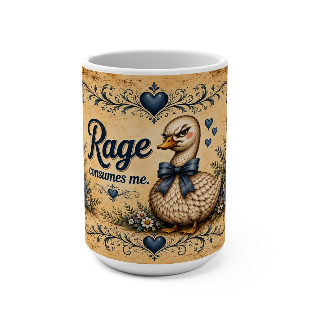 Rage Consumes Me mug | Vintage duck illustration, floral folk art
