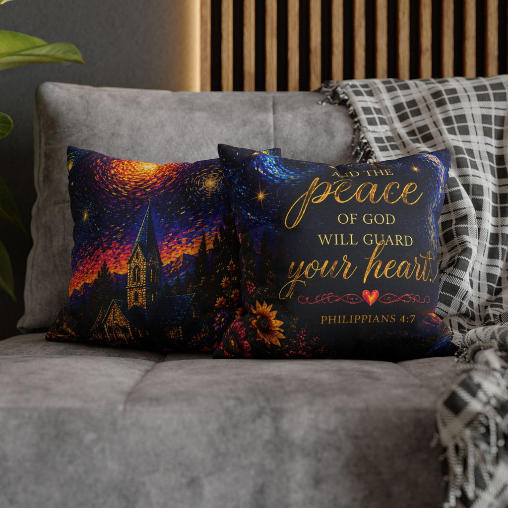 Peace of God Scripture pillowcase | Philippians 4:7 decorative throw