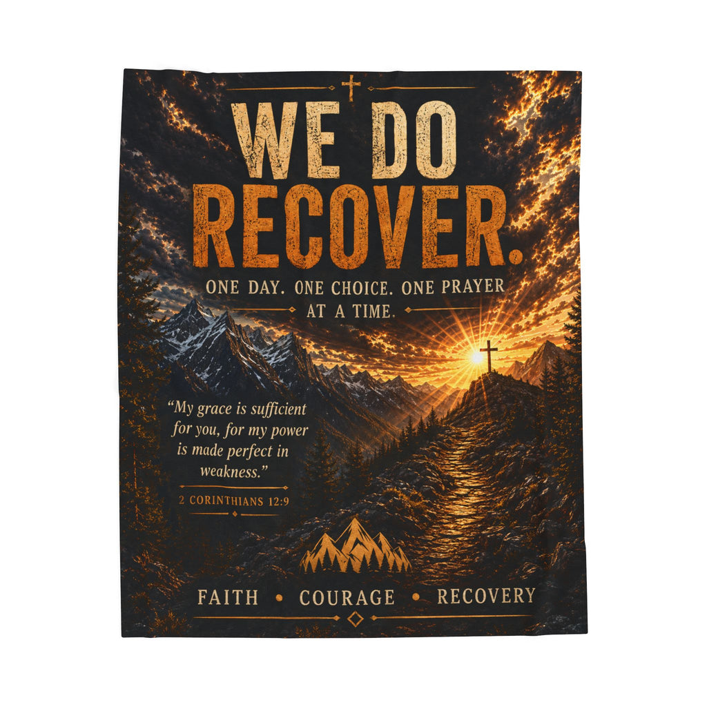 We Do Recover Faith Blanket | Christian Recovery Quote, Cross Mountain Illustration