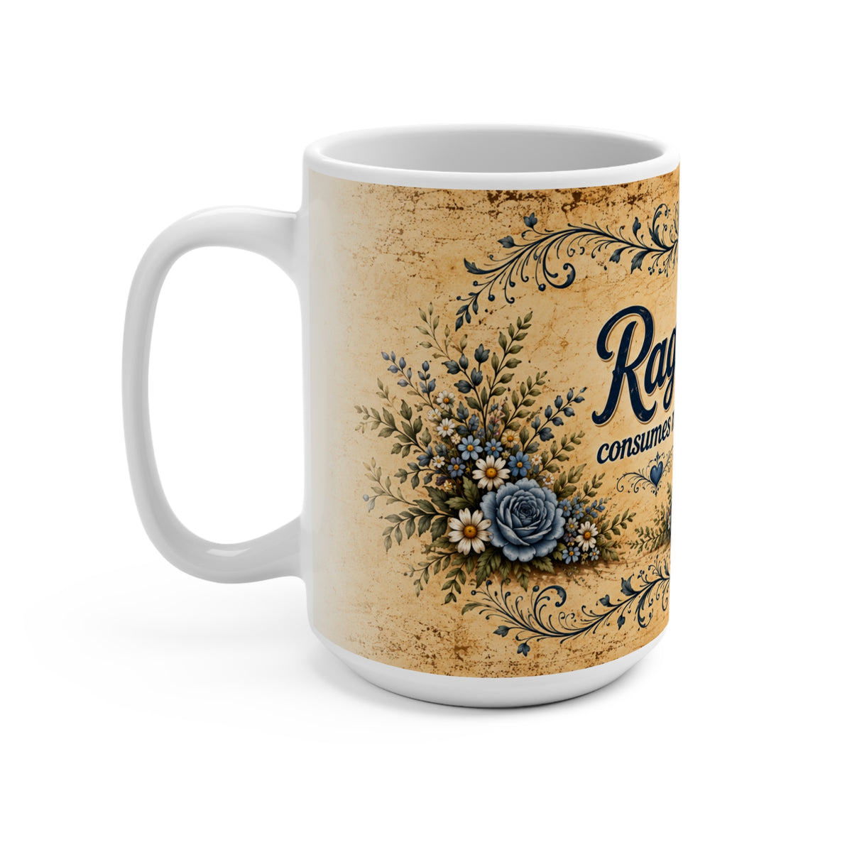 Rage Consumes Me mug | Vintage duck illustration, floral folk art