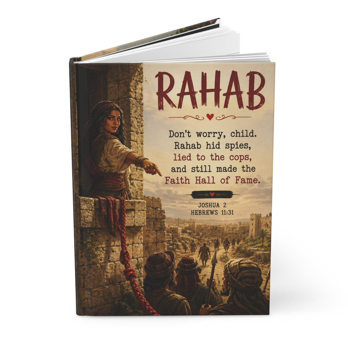 Rahab Bible Story Illustration Hardcover Journal | Faith Encouragement Notebook