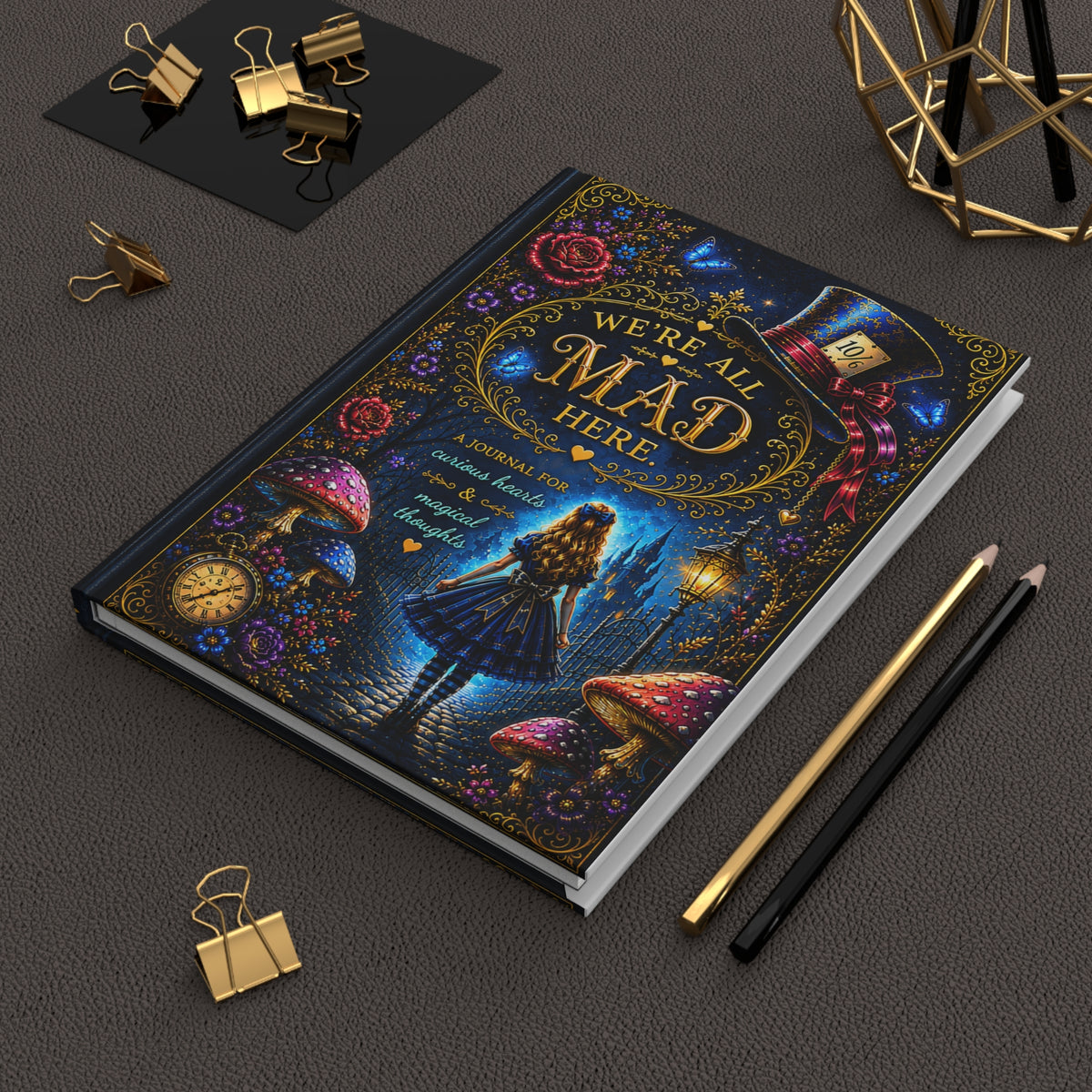 We Are All Mad Here Journal Hardcover | Alice in Wonderland Notebook
