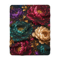 Vintage Jewel Tone Chrysanthemum Blanket | Sherpa Fleece