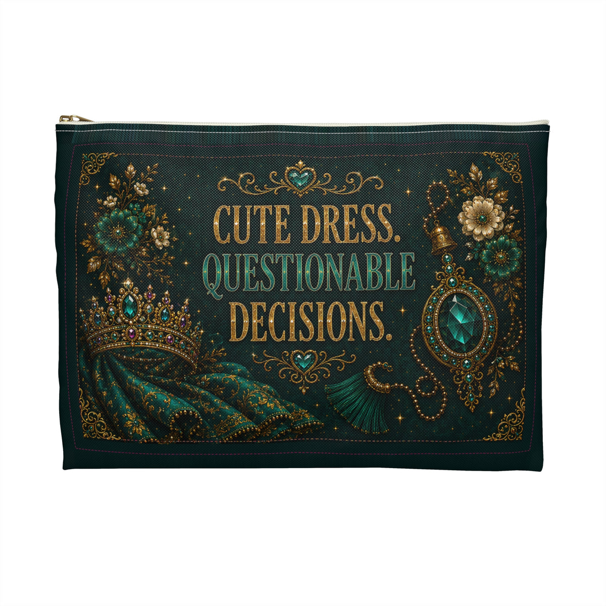 Cute Dress Questionable Decisions accessory pouch | Esther 4:16 inspired design
