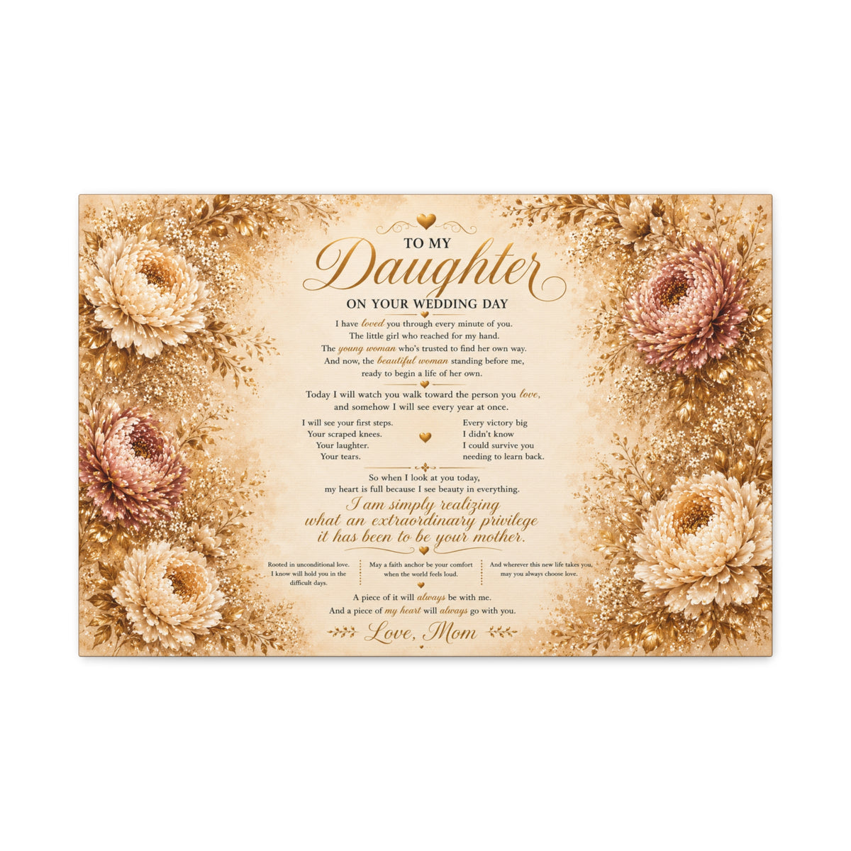 To My Daughter Wedding Poem Canvas