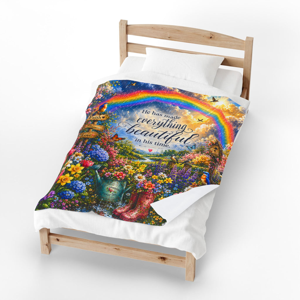 He Has Made Everything Beautiful blanket | Inspirational Bible Verse Velveteen Plush Blanket