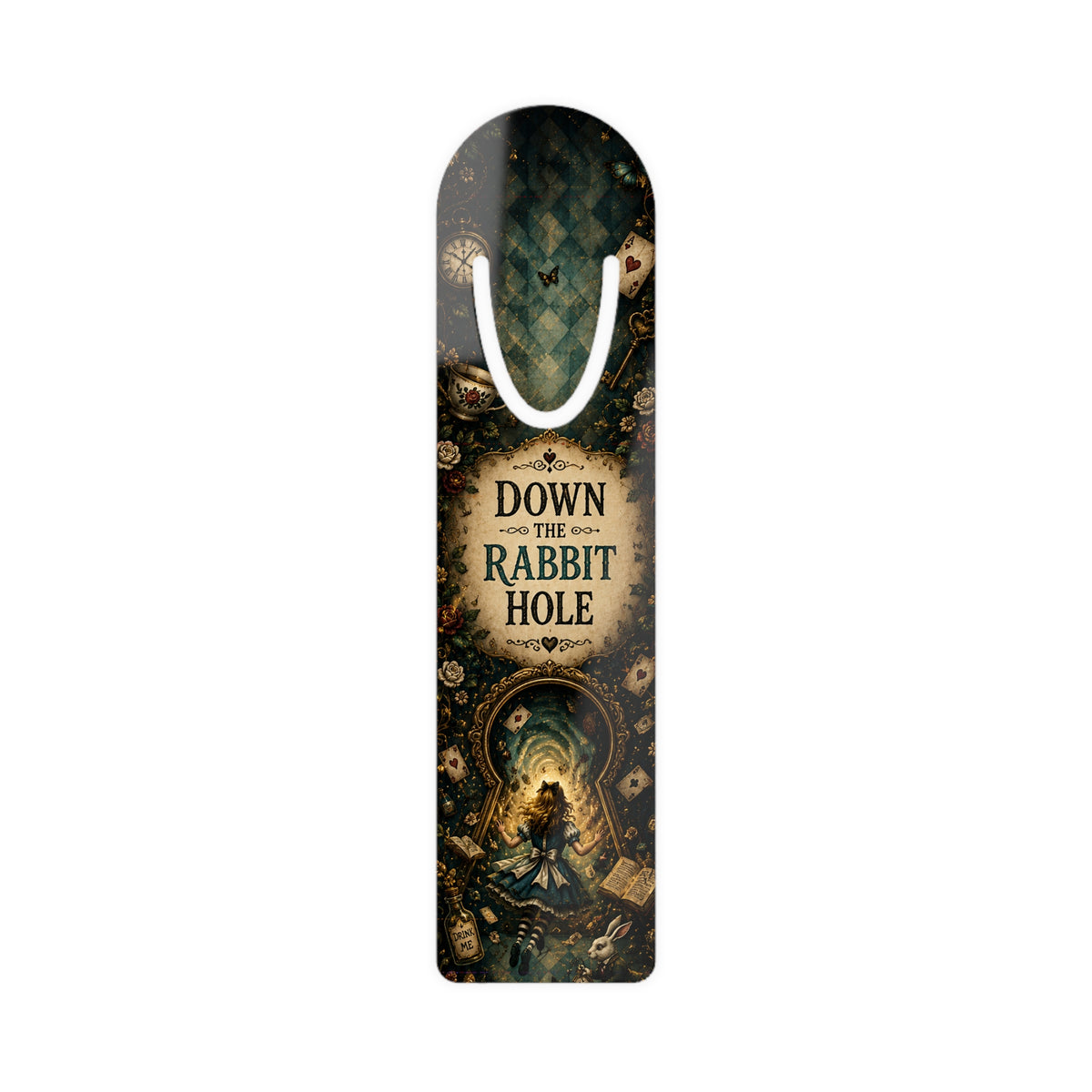 Down the Rabbit Hole Bookmark | Alice in Wonderland Illustration