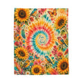Tie-Dye Sunflower Free Bird Velveteen Blanket | Boho Birds & Butterflies