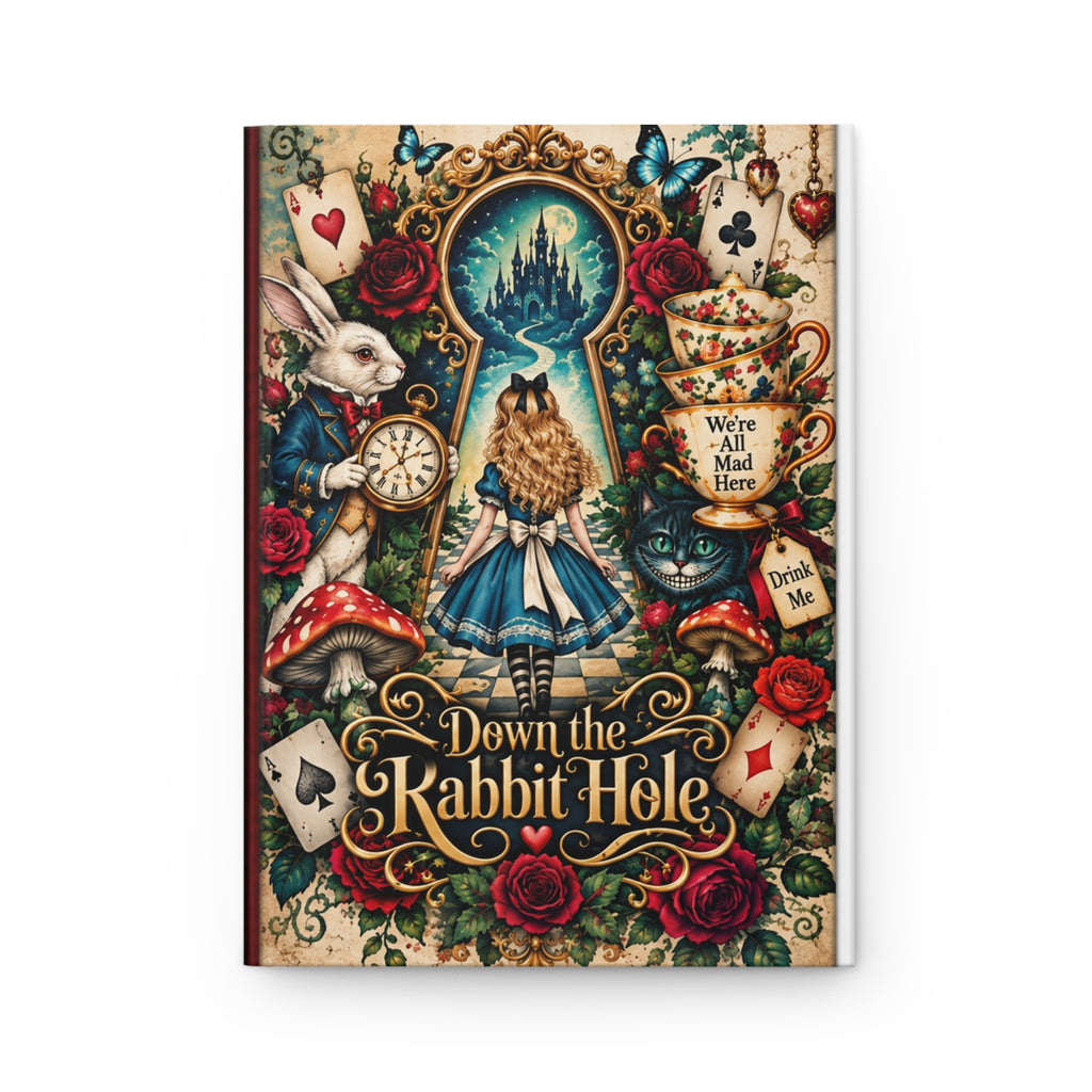 Alice in Wonderland Illustration Hardcover Journal | Down the Rabbit Hole Notebook