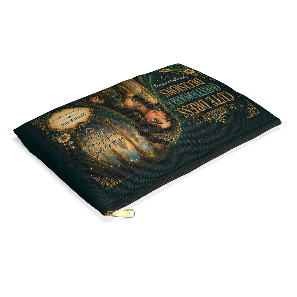 Cute Dress Questionable Decisions accessory pouch | Esther 4:16 inspired design