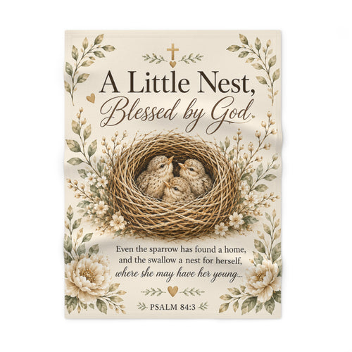 A Little Nest Blessed by God Baby Blanket | Psalm 84:3 Nursery Decor