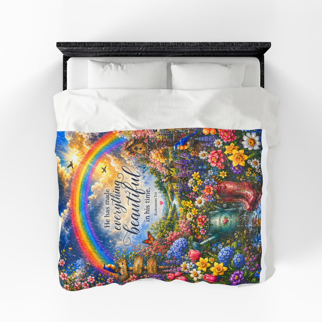 He Has Made Everything Beautiful blanket | Inspirational Bible Verse Velveteen Plush Blanket