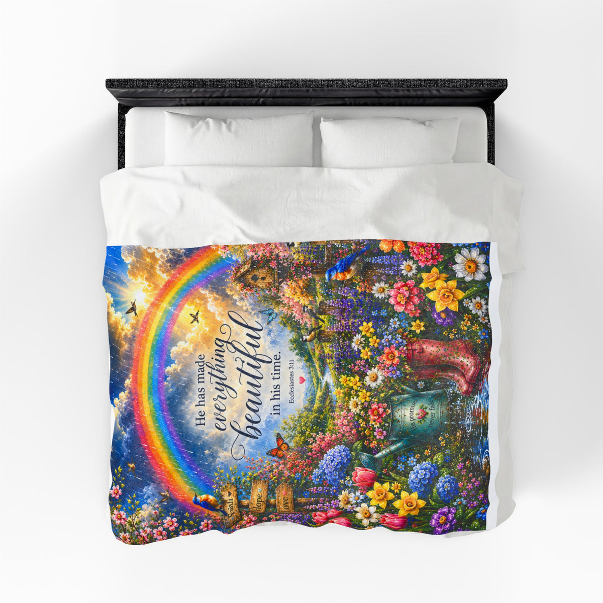 He Has Made Everything Beautiful blanket | Inspirational Bible Verse Velveteen Plush Blanket