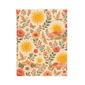 Sunshine Floral Meadow Velveteen Blanket | Retro Sunflowers & Butterflies