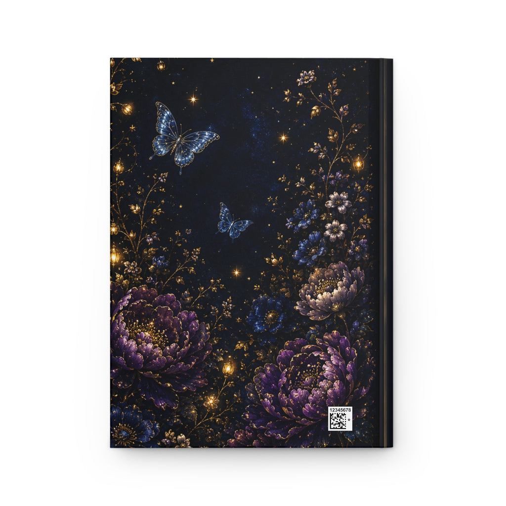 Midnight Magic Where Wonder Grows Hardcover Journal | Moonlit Floral Butterflies Notebook