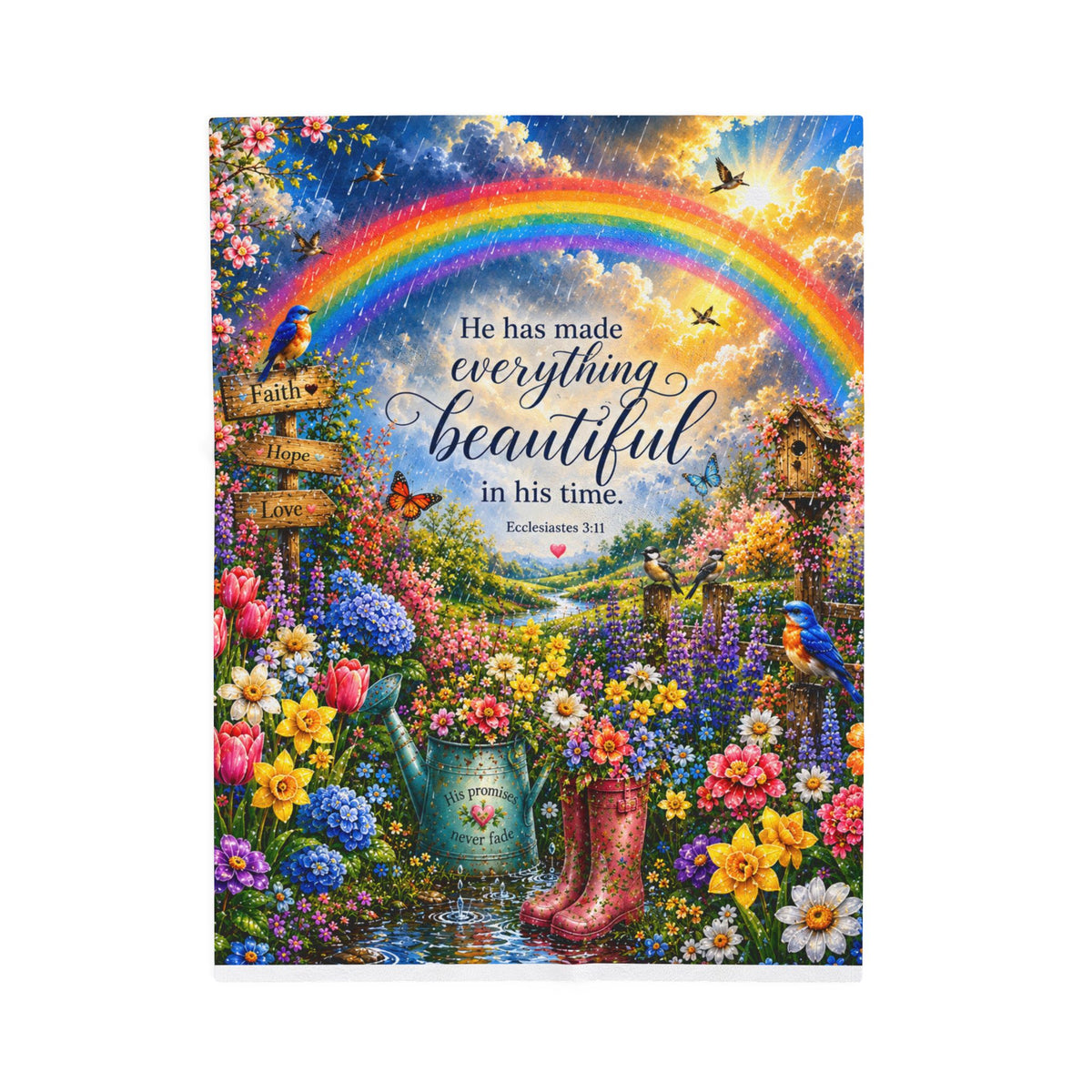 He Has Made Everything Beautiful blanket | Inspirational Bible Verse Velveteen Plush Blanket