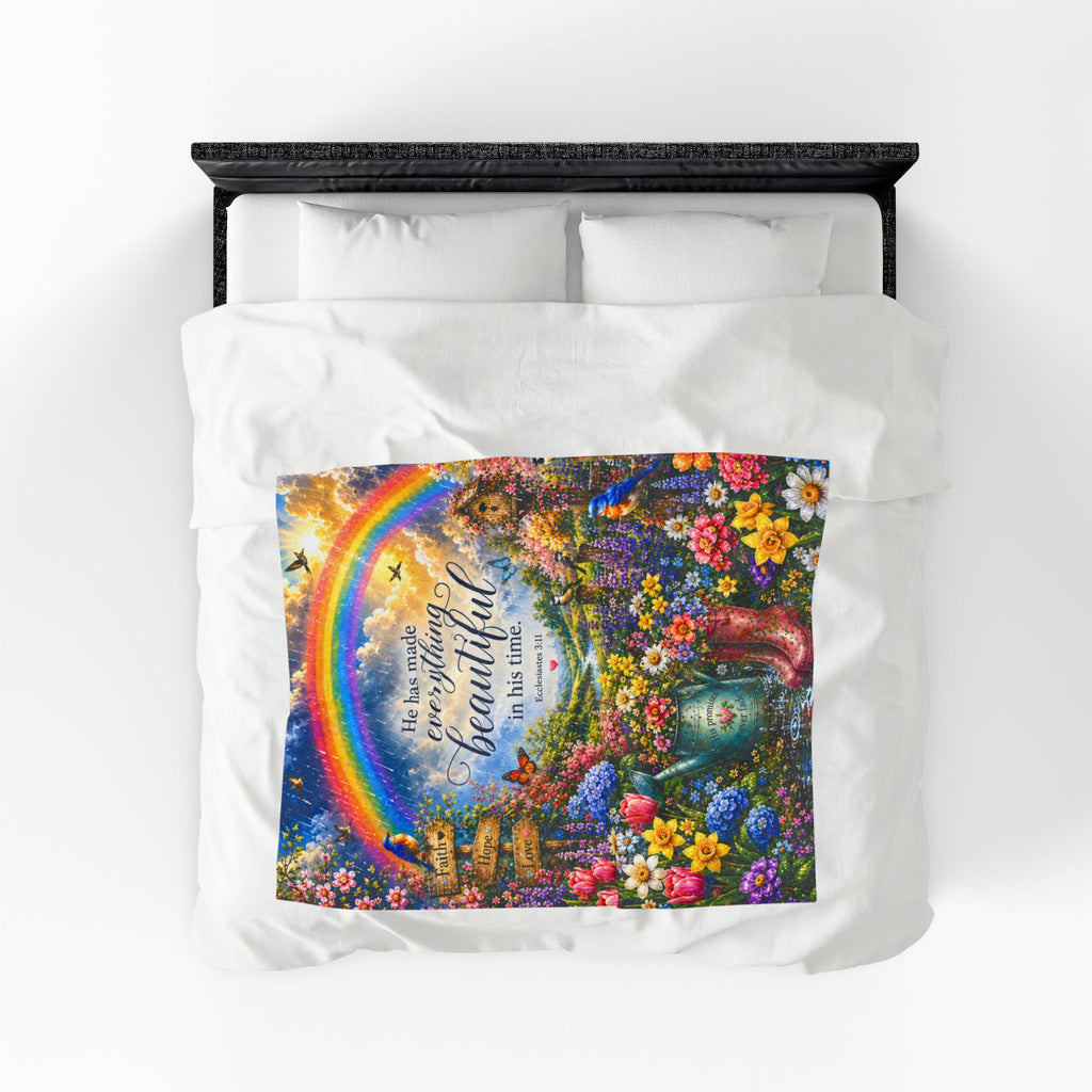 He Has Made Everything Beautiful blanket | Inspirational Bible Verse Velveteen Plush Blanket