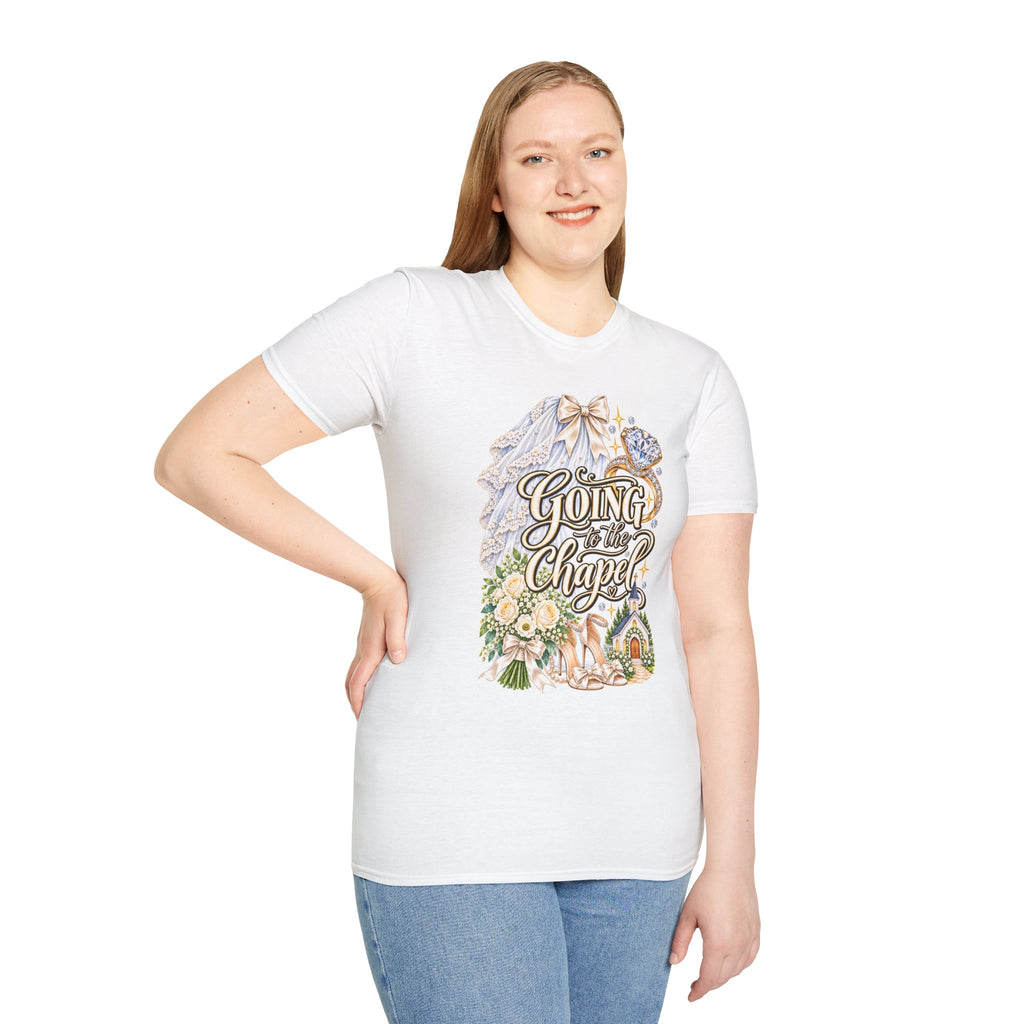 Going to the Chapel Couples T-Shirt | Wedding Veil Ring Bouquet Design