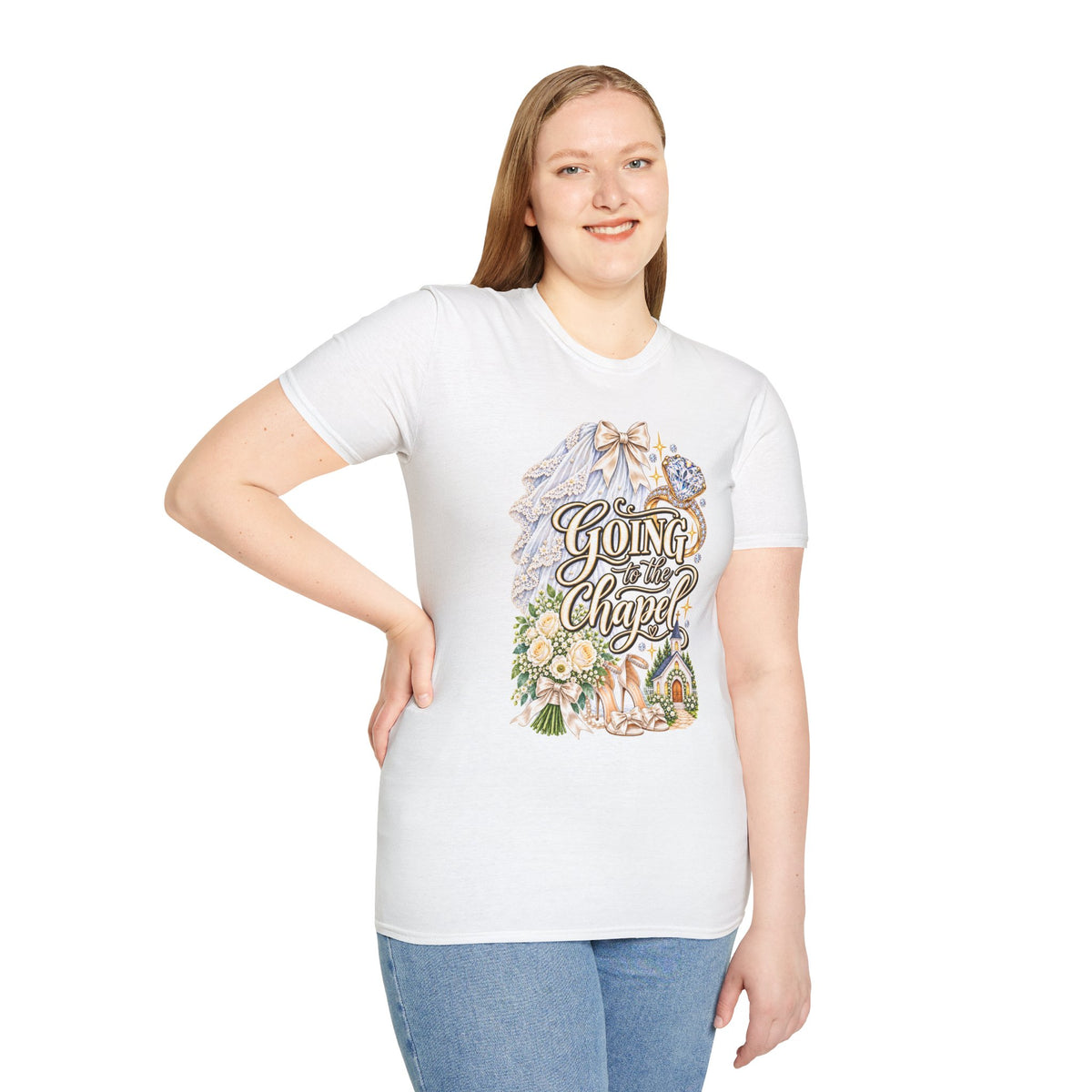 Going to the Chapel Couples T-Shirt | Wedding Veil Ring Bouquet Design