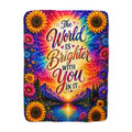 The World Is Brighter With You in It Blanket | Sherpa Fleece Throw, Tie Dye Sunflower