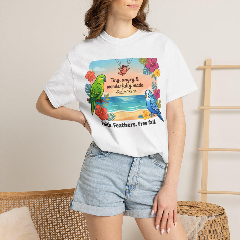 Faith, Feathers Free Fall T-shirt | Psalm Sparrow Bird Graphic Tee