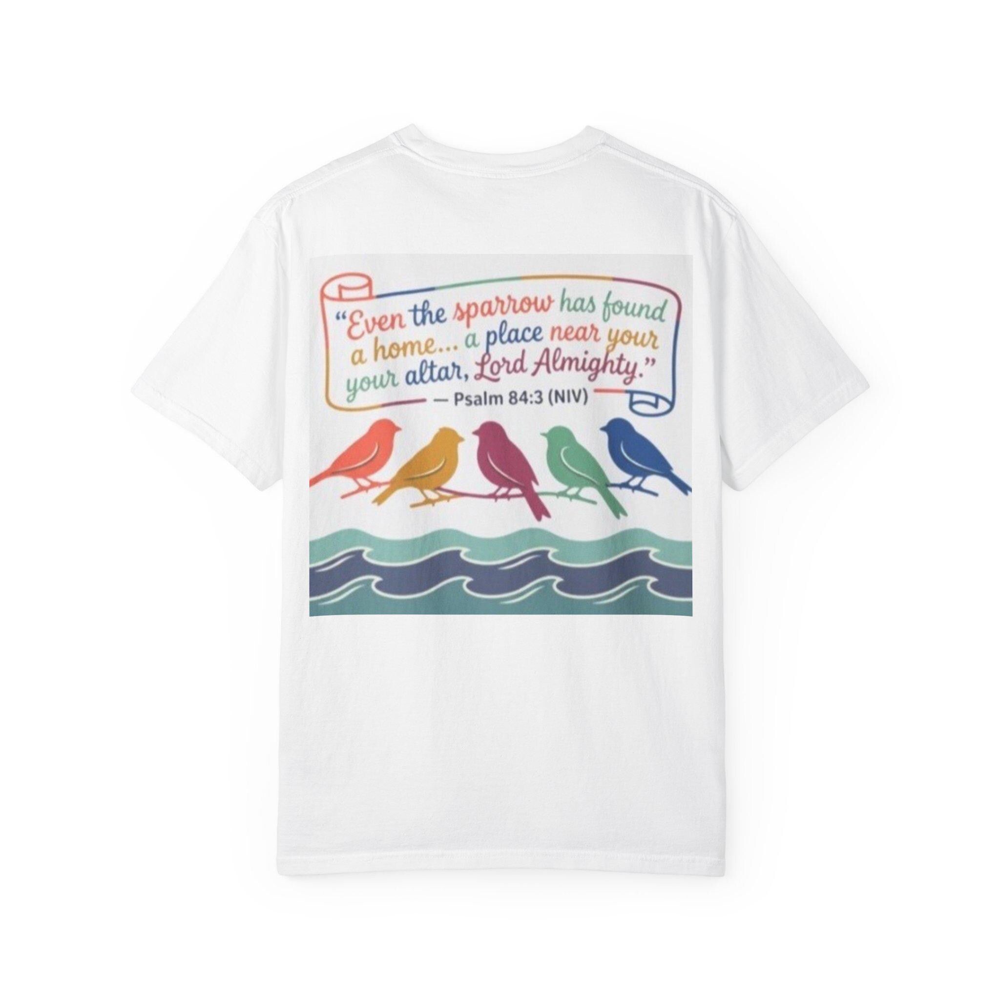Faith, Feathers Free Fall T-shirt | Psalm Sparrow Bird Graphic Tee