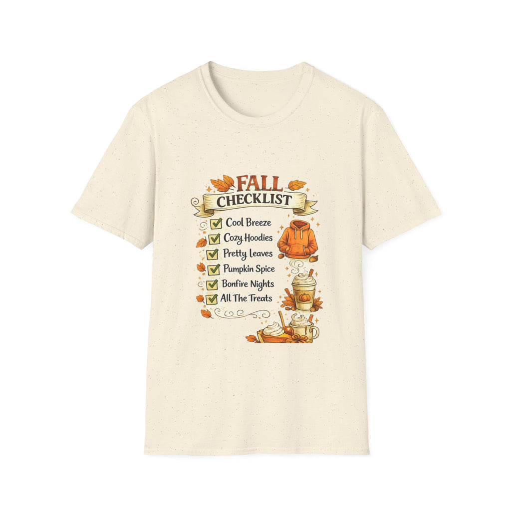 Fall Checklist T-Shirt | Cozy Hoodies, Pumpkin Spice, Pretty Leaves