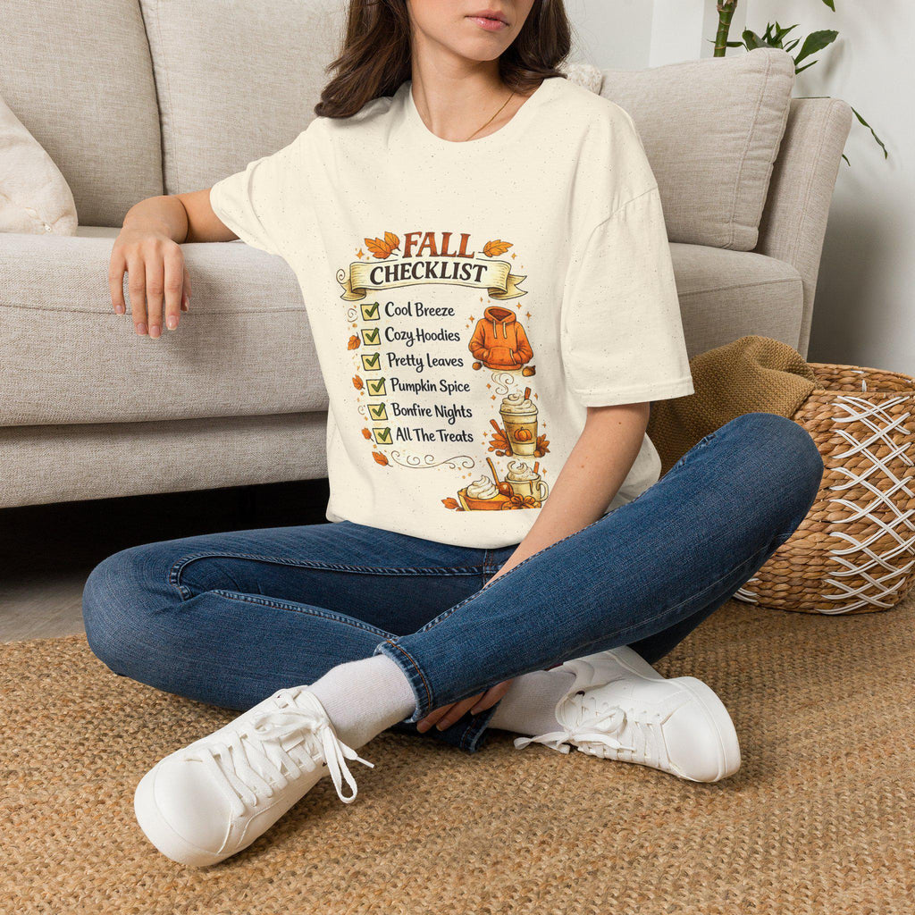 Fall Checklist T-Shirt | Cozy Hoodies, Pumpkin Spice, Pretty Leaves