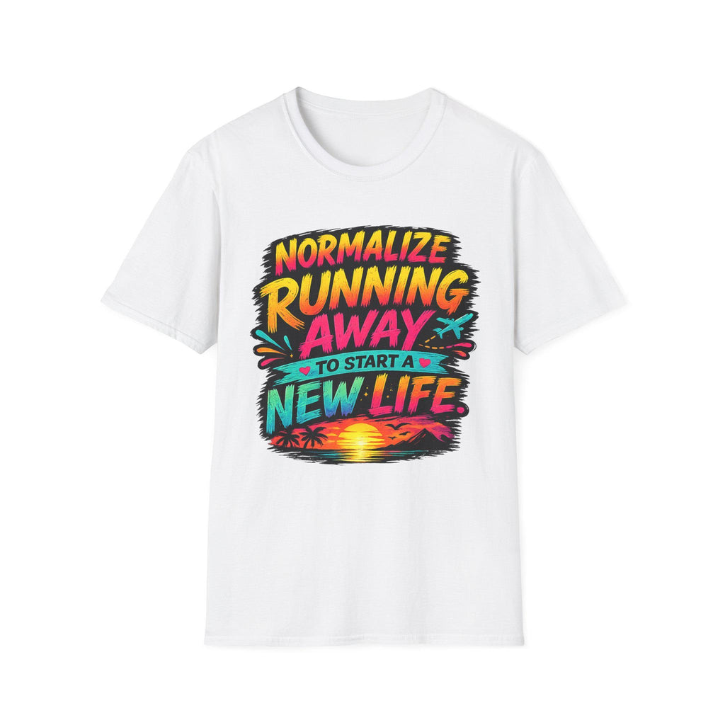 Normalize Running Away T-Shirt | Travel Sunset Retro Typography