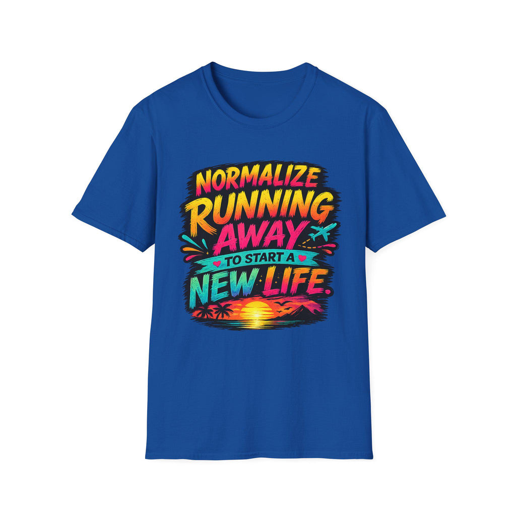 Normalize Running Away T-Shirt | Travel Sunset Retro Typography