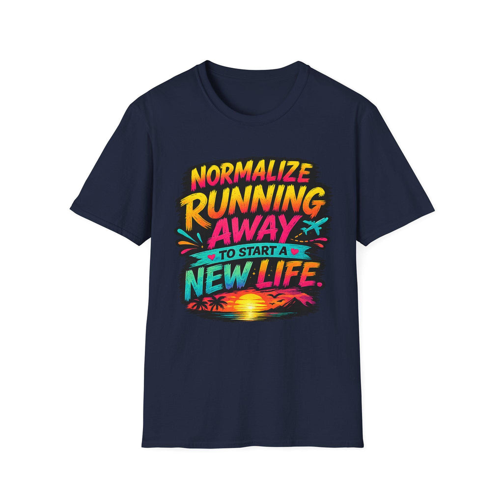 Normalize Running Away T-Shirt | Travel Sunset Retro Typography