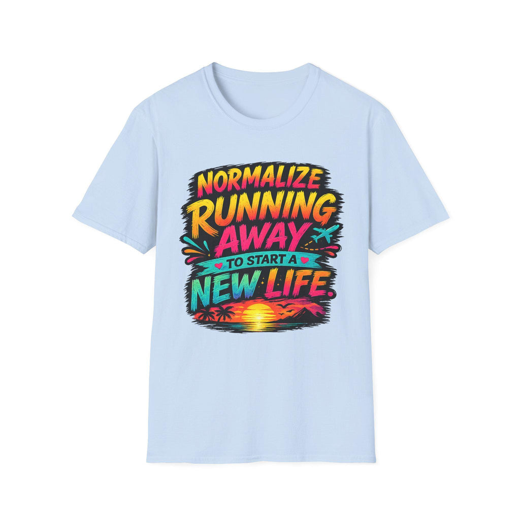 Normalize Running Away T-Shirt | Travel Sunset Retro Typography