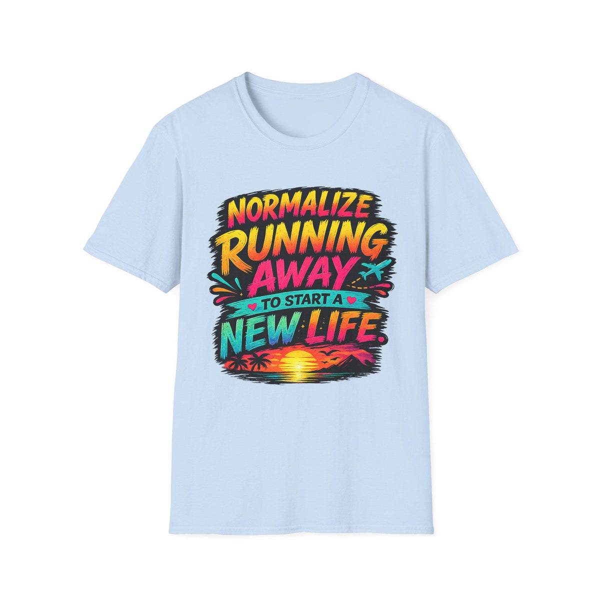 Normalize Running Away T-Shirt | Travel Sunset Retro Typography