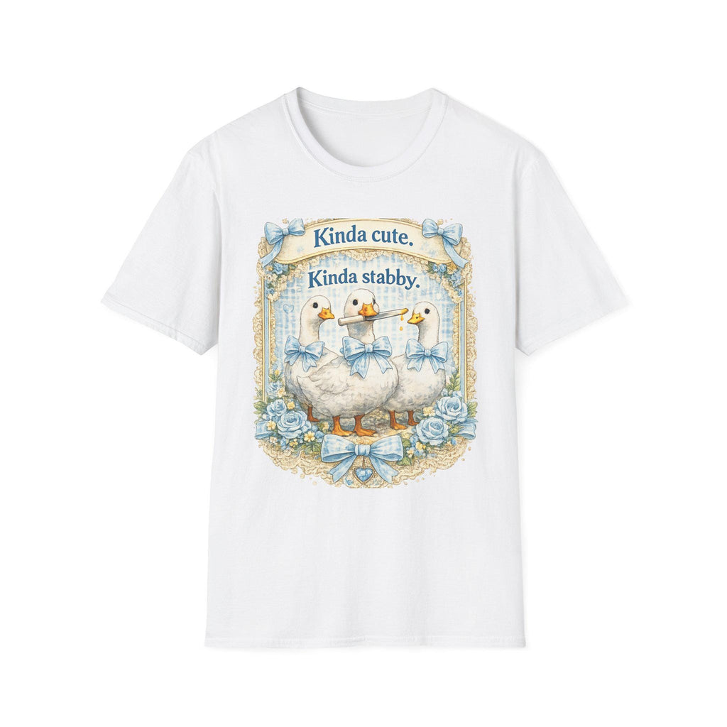 Kinda Stabby Geese T-Shirt – Whimsical Dark Humor Goose Illustration Tee