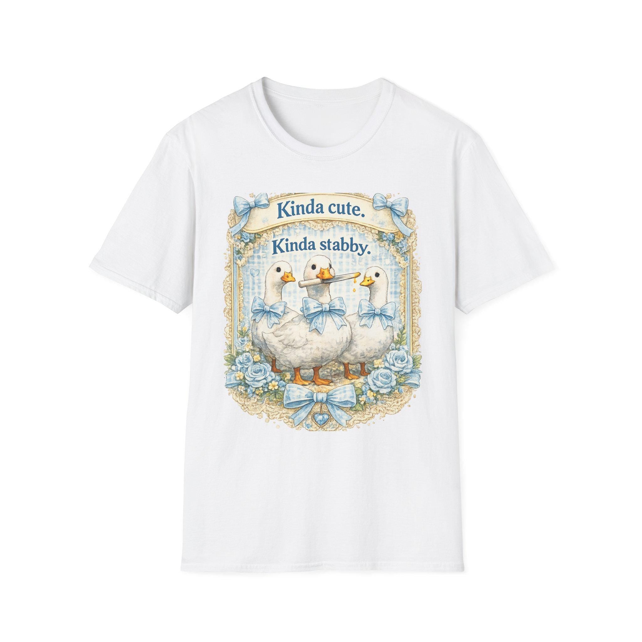 Kinda Stabby Geese T-Shirt – Whimsical Dark Humor Goose Illustration Tee