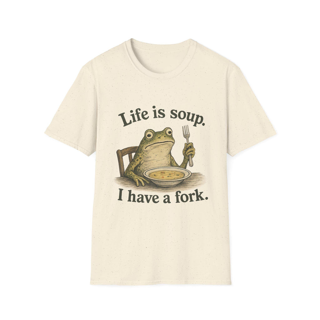 Life Is Soup frog illustration T-Shirt | humorous frog graphic tee
